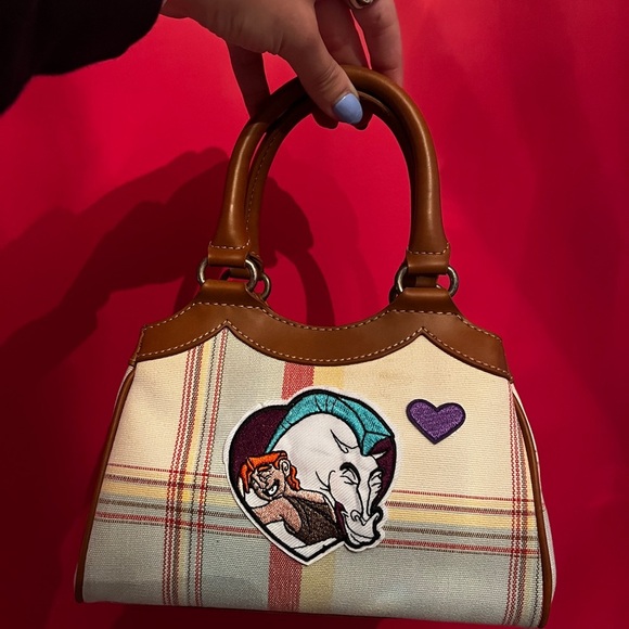 FOSSIL Mini Plaid Shoulder Bag with Customized Disney Hercules Patches - Picture 3 of 8